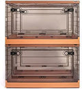 Best Home Fashion 2 packs LARGE Storage Bins Side Opening, Stackable Lid Collapsible, Foldable, Easy Tidy Up with Storage Box, Ideal for Home & Office Organization Storage Cube (Large, Orange) by BHFBestHomeFashion