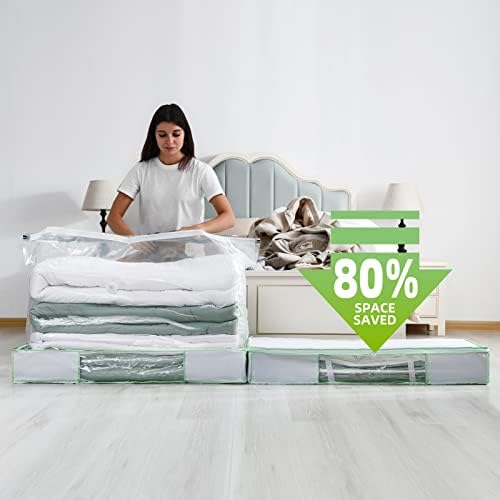 TAILI Under Bed Comforters Storage Container, Save 80% Space, Large Capacity Foldable Under Bed Storage Box for Quilts Pillow Blankets Linen, , 41" x 17.7" x 6", Jumbo Comforters Vacuum Storage Bag - Image 2