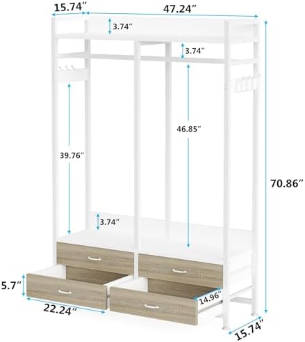Tribesigns Freestanding Closet Organizer, Garment Rack with 4 Drawers - Image 6