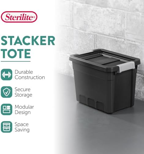 Sterilite Stacker Tote with Latching Lids for Garage, 7.5 Gallon, 24-Pack - Image 2