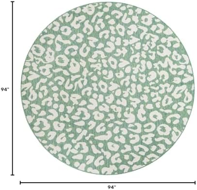 Unique Loom Outdoor Safari Collection Area Rug - Leopard (7' 10" Round Green Blue/Ivory) - Image 2