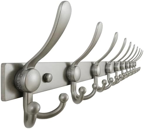 Dseap Coat Rack Wall Mount 37 Inch, Heavy Duty 12-Gauge Base vs Flimsy 1mm, Double-Thick Solid Anti-Snap Hooks, 16” Stud-Mount, Stainless Steel 10-Hook Hanger for Closet Entryway, Grey by Dseap