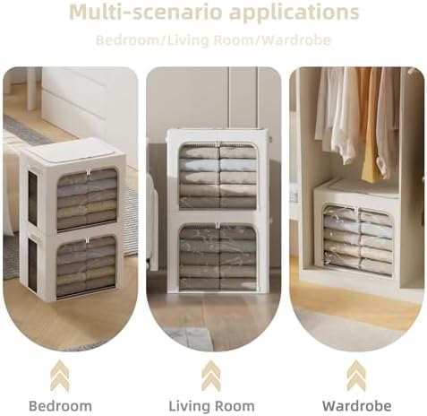 FHSQX 6 Pack Clothes Storage Bins,Ivory White, 16.5x12.2x12.2inch (40L) - Image 2