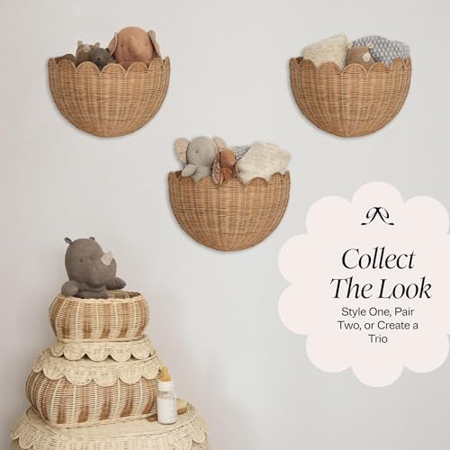 BEBE BASK Scalloped Wicker Wall Basket - The Original - 16 x 10 x 7 In - Image 4