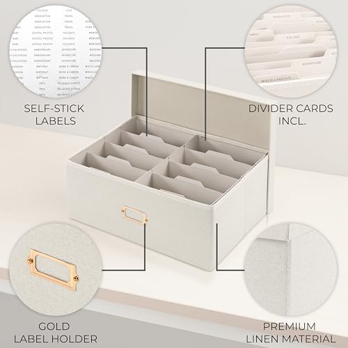 Decorative Photo Storage Box - Sturdy Linen Organizer Holds 1700 Photos - Image 6