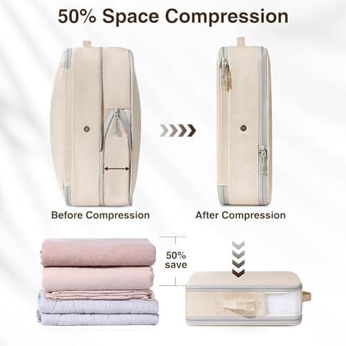 DIMJ Clothes Storage Bag 6 Pack, 19L Compression Storage Bags for Blanket, Sweater, Jacket, Closet, Sheet Storage Organizer with Window Handle, Compression Packing Cubes Space Saver Bags with Zipper - Image 3