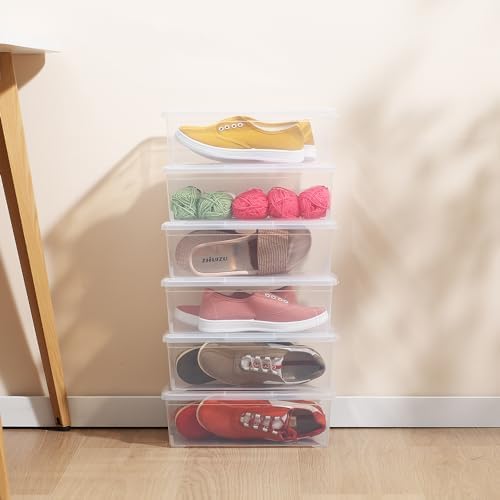 novelinks 12 Pack 6QT Plastic Storage Bins with Lids, Shoe Bins - Image 3