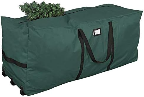 ProPik Rolling Christmas Tree Storage Bag, Fits Up to 9 Ft Tall Disassembled Trees, 28" H X 16.5" W X 60" L, Extra Large Heavy Duty Xmas Storage Container with Wheels & Handles, 600D Oxford (Green) by ProPik