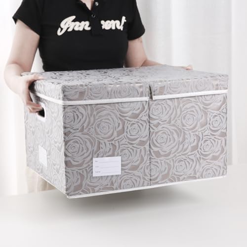 PRANDOM Extra Large Collapsible Storage Cubes with Lids Fabric Decorative Storage Bins Boxes Organizer Baskets with Cover Handles for Bedroom Closet Living Room 19.6x15.7x11.8 Inch 3 Pack - Image 7