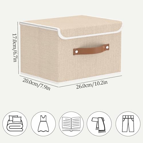 OUTBROS Fabric Storage Bins, Beige, 5 Pack 10.2 x 7.9 x 6.7 in - Image 4