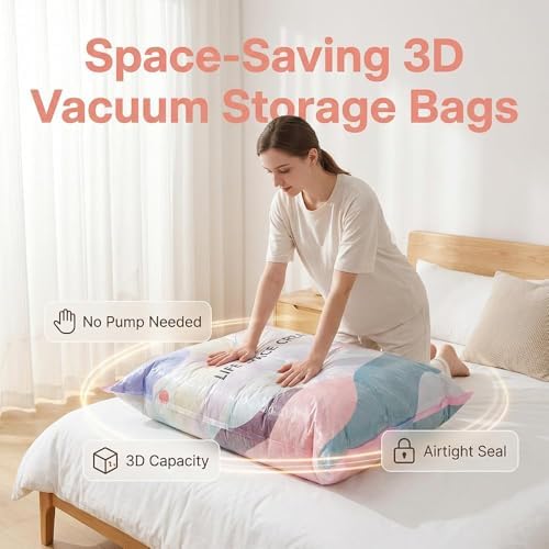 No-Pump Vacuum Storage Bags, Cube Compression Space Saver Bags, Upgrade Large Storage Compression Bags Press & Seal, For Clothes,Bedding Comforters, Blankets (5pcs, large size) - Image 4