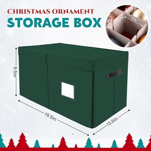 BlessedSeason Christmas Ornament Storage Box，Stackable 6 Drawer Organizers，Max 112 3" Christmas Dauble, Adjustable Christmas Ball Storage Container Bins, Green - Image 2