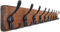 Dseap Coat Rack Wall - Heavy-Duty 38-1/4" Long, with Reinforced 10 Custom Tri-Hooks, Solid Wood Wall Hanger for Coats Hat Jackets - Rustic Farmhouse Entryway Hallway Storage, Natural & Black by Dseap