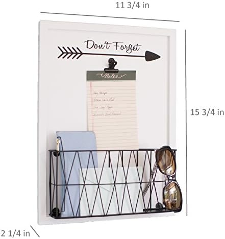 BLU MONACO | Wall Mail Organizer for Home in Rustic White Wood | Wall Mounted Document Holder with Metal Basket | Office Mailbox Wall Mount and Outgoing Mail Holder - Image 5