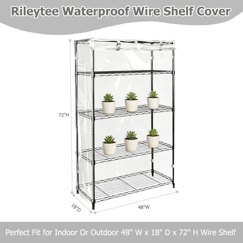 Rileytee Clear Wire Shelf Cover,Durable Dustproof Waterproof PVC Shelf Covers for Wire Shelving,Outdoor Storage Rack Cover for Wire Rack with Zipper,Clear,48"W x 18"D x 72"H - Image 2