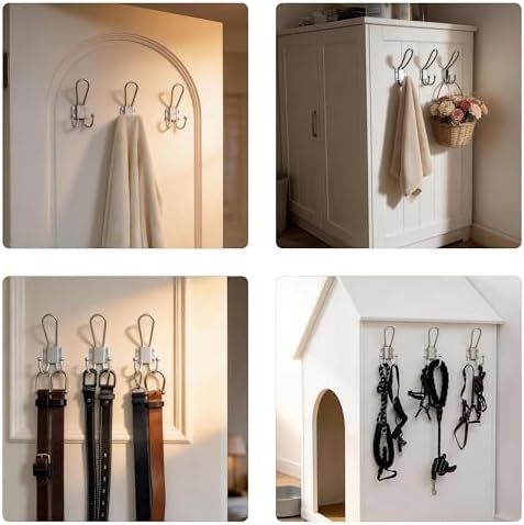 WEBI Coat Hooks Wall Mount,5 mm Thick,10 Large Triple Hooks,Heavy Duty Metal Backpack Wall Hooks for Hanging Clothes,Robe,Towel,Closet,Farmhouse,Mudroom,Silver - Image 5