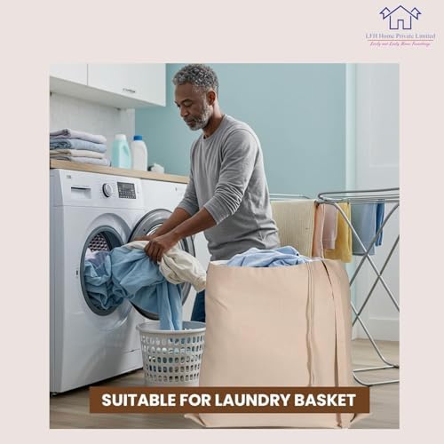 LFH Home Cotton Rich Canvas Extra Large Laundry Bag with Drawstring and Handles Heavy Duty, Multi-Use, and Washable for Home, Travel, College or Storage 24x36 (Pack of 6)-Natural - Image 5