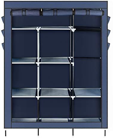 Knocbel Closet Organizer Freestanding Clothes Garment Rack Portable Closets Non-Woven Fabric Cover Wardrobe with Storage Shelves & Hanging Rod, 50" W x 17.7" D x 69" H Dark Blue - Image 2