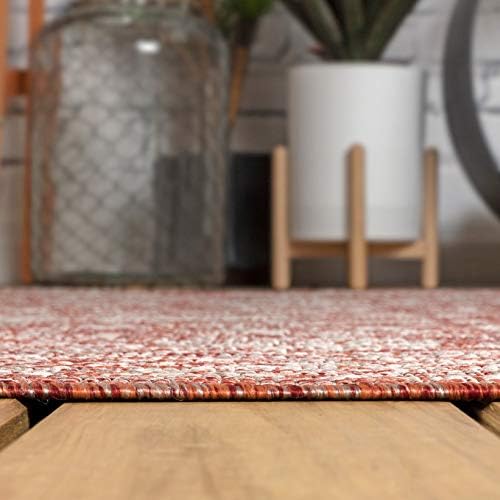 JONATHAN Y Weave Floral Indoor Outdoor Octagon Area Rug 8 Ft Red/Taupe, Tela Bohemian Textured for Backyard, Patio, Porch, Easy-Cleaning, High Traffic, Pet-Friendly, Non-Shedding (SMB100A-8TGN) - Image 6