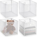 4 Pcs Foldable Metal Cube Storage Baskets, 13x13in, White by Ferrochef