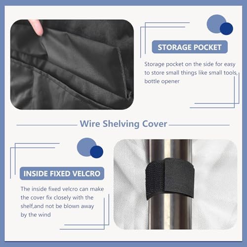 Wire Shelf Cover,600D Heavy Duty 100% Waterproof Shelf Covers for Wire Shelving,Outdoor Storage Shelves Cover for Metal Rack,48" W x 20" D x 72" H,Black with Clear Front - Image 6