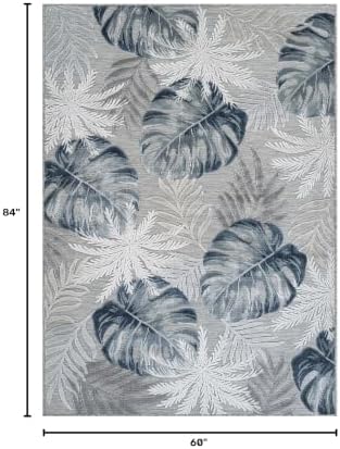 Luul Home Floral Indoor Outdoor Rugs 5x7 Large Area Rug for Living Room, Patio Decor, Kitchen, and Entryway Rug, Washable Stain Resistant Outside Carpet Blue 5 x 7 - Image 2