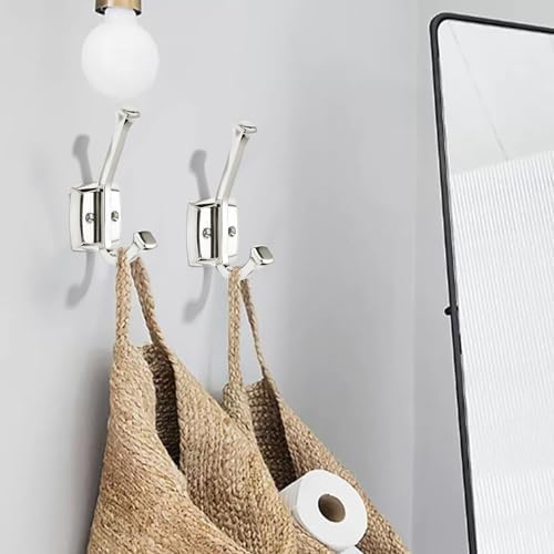 10 Pack 4-3/4 inch Polished Nickel Coat Hooks, Wall Mounted with Screws Suitable for Hanging Keys, Bath Towel, Bags, Hats, etc. Square Zinc Alloy mudroom Hooks - Image 2