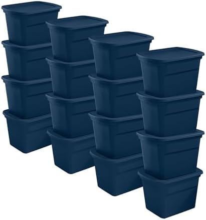 Sterilite Tote, Plastic Storage Bins with Snap Lids, 18 Gallon, 16-Pack by Sterilite