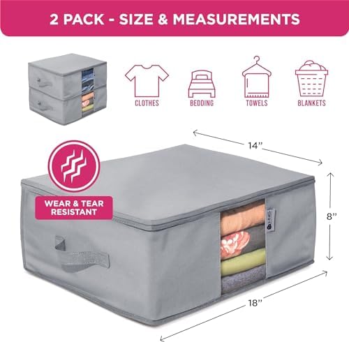 Cedar Clothes Storage Bag Organizer, Protects From Moths, Set of 2, Grey - Image 2
