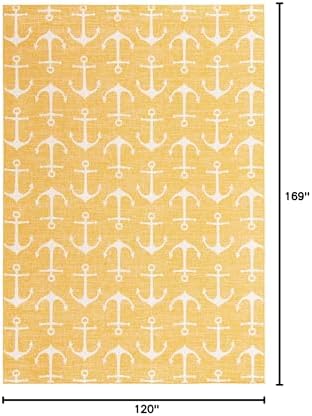 Unique Loom Outdoor Coastal Collection Area Rug - Ahoy (10' x 14' 1" Rectangle, Yellow) - Image 2