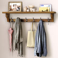 RALGEND 29" Coat Rack Wall Mount Shelf, Entryway Wall Shelf with 6 Metal Hooks, Coat Hangers for Living Room, Modern Wooden Floating Shelves for Bathroom, Bedroom, Kitchen, Rustic Brown 7401BJR1BF by RALGEND