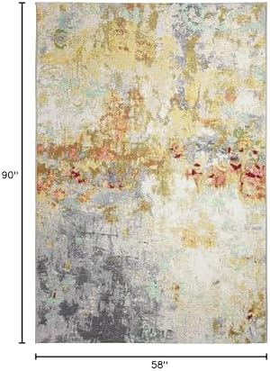 Liora Manne Marina Indoor/Outdoor Power Loomed Synthetic Blend Low Profile Area Rug - Contemporary Graphic Casual Colorful (Abstract Multi) (4'10" x 7'6") - Image 2
