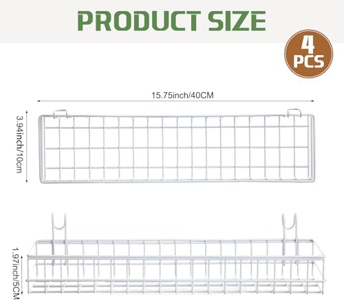 Blulu 4 Pcs Grid Wall Shelf Panel Basket, 15.75 x 3.94 x 1.97 Inch, White - Image 2