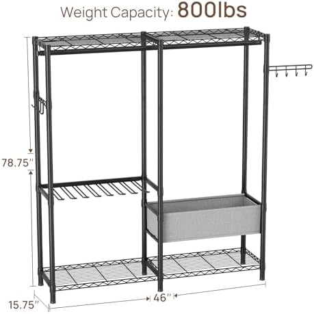 Golpart Heavy Duty Clothes Rack Metal Wardrobe with Adjustable Wire Shelves - Image 2