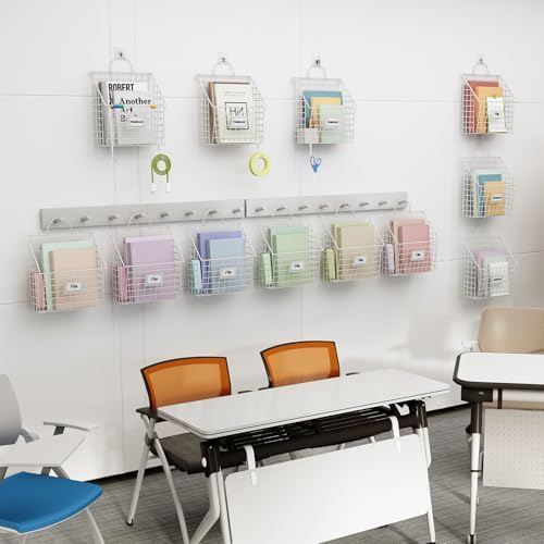 4 Packs Hanging Wall File Organizer with Hooks, Magazine Rack ,Mail Basket - Image 4