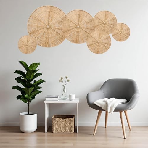 Laquedecraft Plates Wall Decor Set of 6, Natural Handwoven Wicker - Image 3