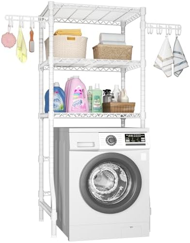 Ulif U8 Medium Laundry Room Storage Organizer, Over the Washer and Dryer Storage Shelves for Laundry Organization, 32.3”W x 17.3”D x 76.2”H, Suit Washing Machine Width within 29.9”, Hold 304 lb, White by Ulif