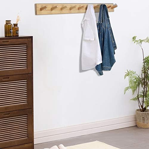 Dseap Coat Rack Wall Mounted - 10 Peg Hooks, 38-1/4" Long, Heavy Duty Wall Coat Hanger Coat Hook for Clothes Hat Jacket Clothing, Natural - Image 4