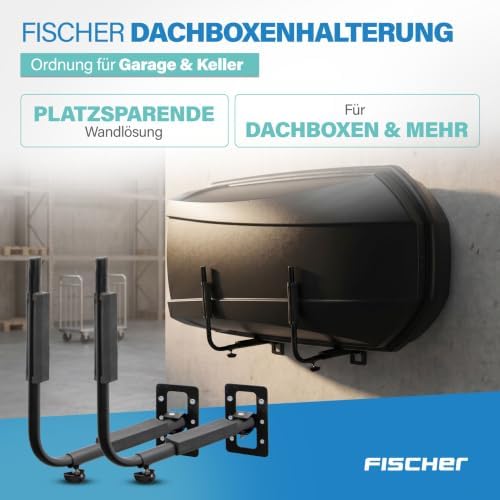 FISCHER Wall Mount Roof Box Holder Metal with Mounting Hardware Space Saving Storage for Garage and Basement Multi Use Max Load 40kg Black - Image 2