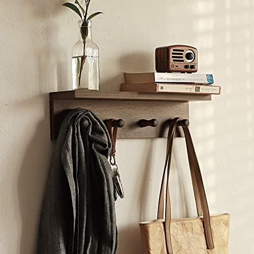 Entryway Coat Rack Hooks with Shelf, Sturdy Wooden Floating WallOrganizer Shelf with 4 Hooks siutable for Entrance, Mudroom, Kitchen, Bathroom,.etc(2pc-Walnut Finish) - Image 7