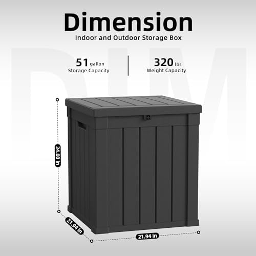 Vixzen 51 Gallon Deck Boxes Outdoor Waterproof, Lockable Resin Storage Box with lid for Furniture Cushions, Weatherproof Containers Outside Storage Boxes for Garden Patio Pool Tools(Black, 51 Gallon) - Image 3