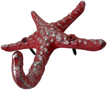 Zeckos Set of 3 Starfish Wall Hooks, Blue and Coral Orange, 4.5 Inch - Image 3