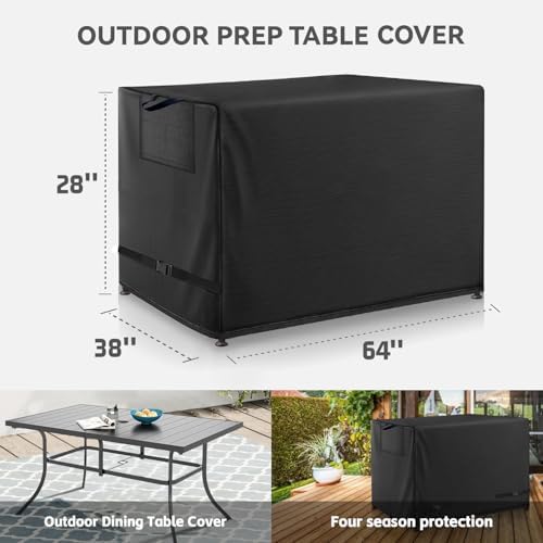 Outdoor Dining Table Cover for Patio Metal Steel Slat Table Black - Image 2