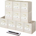 Storage Bins,11" Cube Storage Bin with Labels,10pcs,Beige by Anyoneer