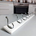 Wooden Wall Mounted Coat Rack 35 inch (90cm) with 8 Silver Hooks, Lang Wood White Coat Hook for Entrance, Hallway, Bedroom, Wall Clothes Hanger by CreativityChangesLife