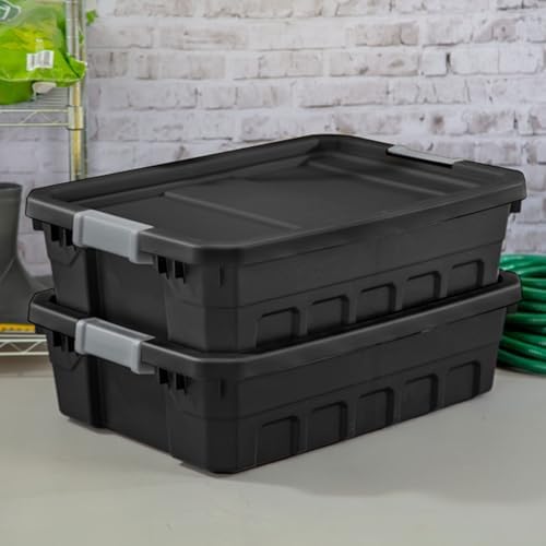 Sterilite 12-Pack Plastic Storage Bins with Lids, Stackable Containers, 10 Gallon, Black - Image 5