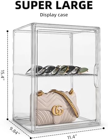 Purse Storage Organizer for Closet 3 Packs Clear Handbag Storage Organizer Acrylic Display Case with Adjustable Divider for Collectibles, Stackable Bag Organizer for Wallet, Figure, XXX-Large - Image 3