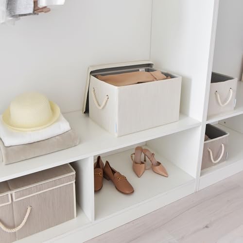 2 Pack Large Storage Baskets for Shelves | Fabric Closet Organizers and Storage Bins with Lids Home Organization | Decorative Collapsible Baskets for Organizing Clothes 16.3"x 12"x 10.24" - Image 6