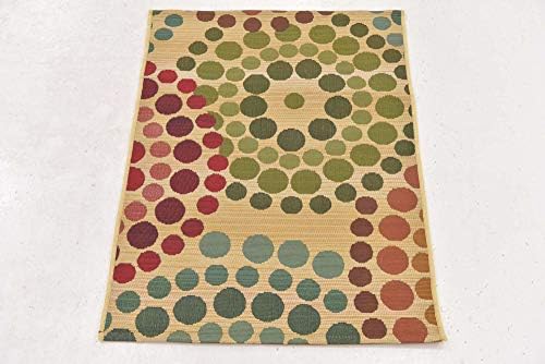 Unique Loom Outdoor Modern Collection Area Rug - Spark (2' 2" x 3' 1" Rectangle, Beige/ Burgundy) - Image 4