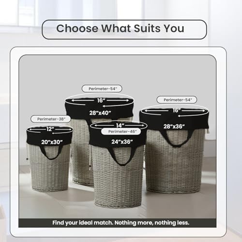 LFH Home Large Premium Cotton Rich Canvas Laundry Bag with Drawstring and Handles Heavy Duty, Multi-Use, and Washable for Home, Travel, College or Storage 20x30 (Pack of 6)-Black - Image 2